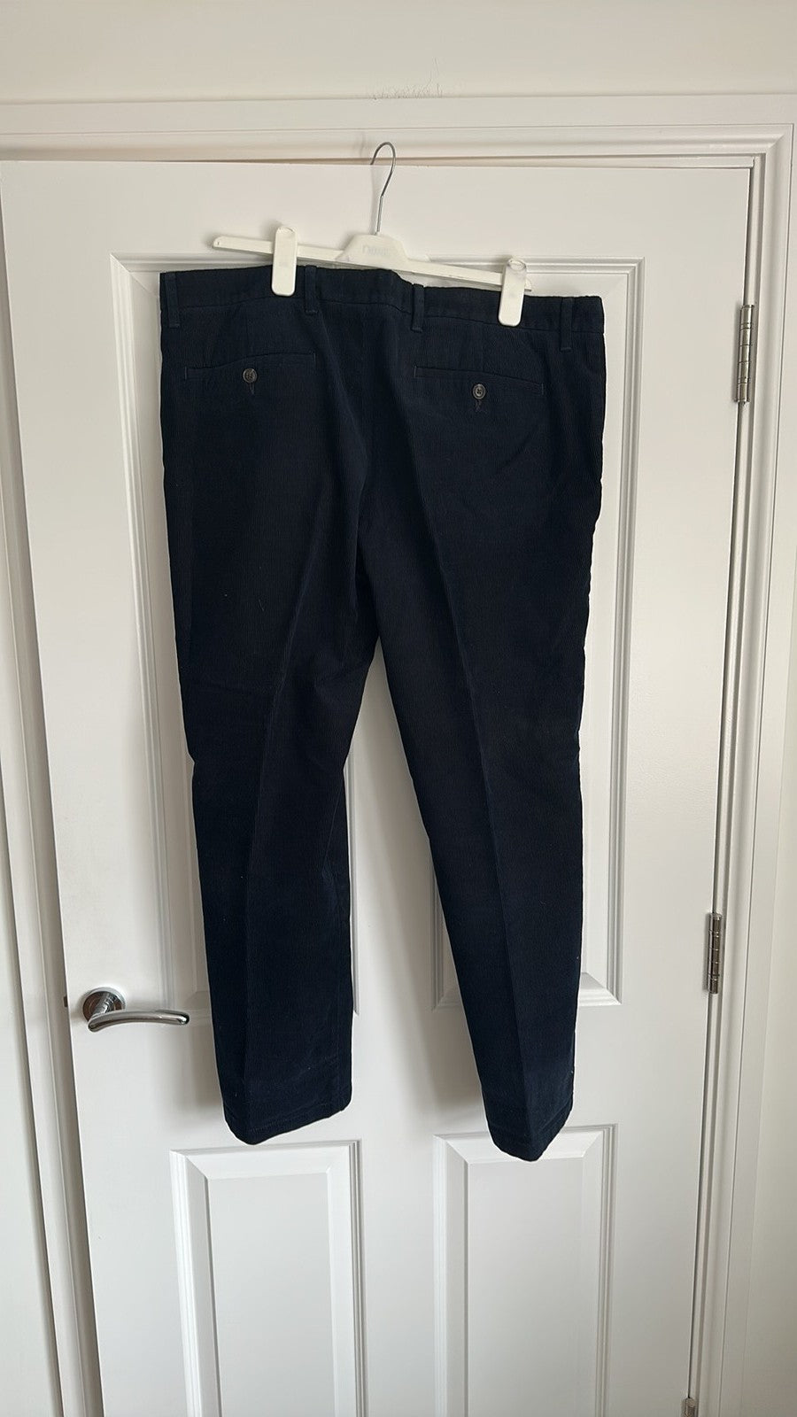 M&S Regular Fit Navy Corduroy Trousers 40/29