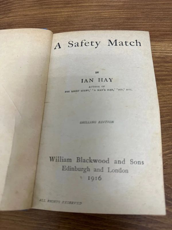 vintage hardcover edition of A Safety Match by Ian Hay