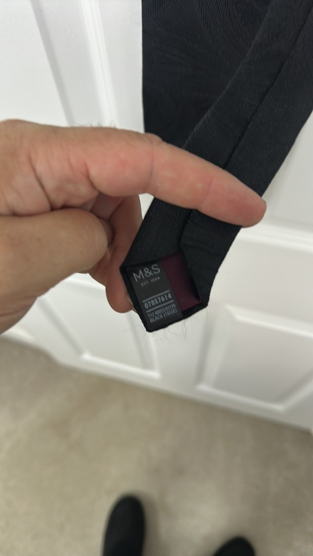 M&S Black Paisley Textured Silk Blend Skinny Tie