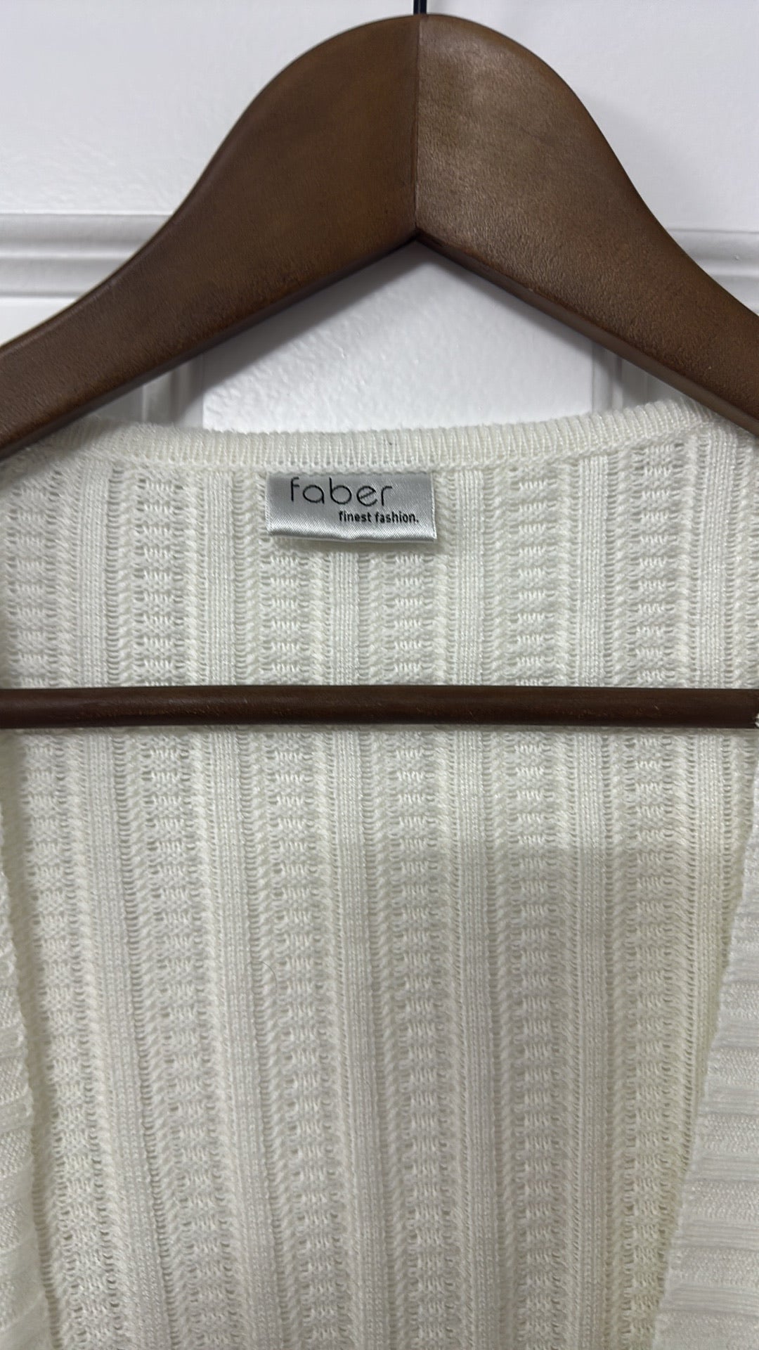 Faber Finest Fashion White Ribbed Open Front Bolero Shrug Cardigan size 12