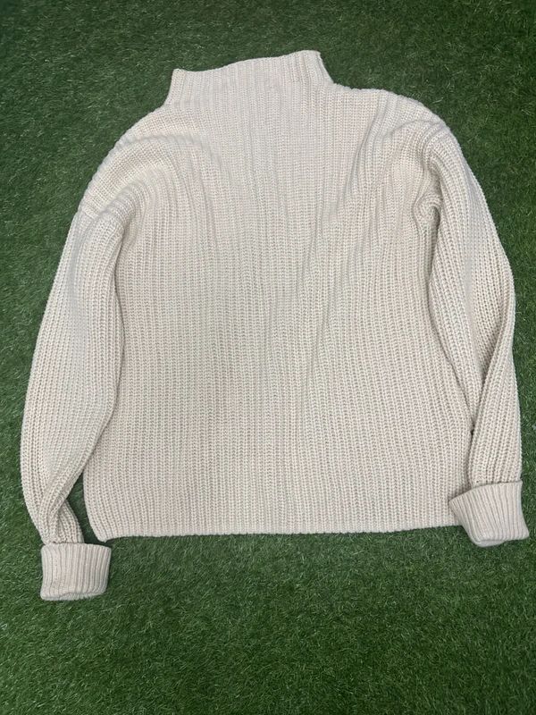 Selected cream rib knit high neck sweater size 10