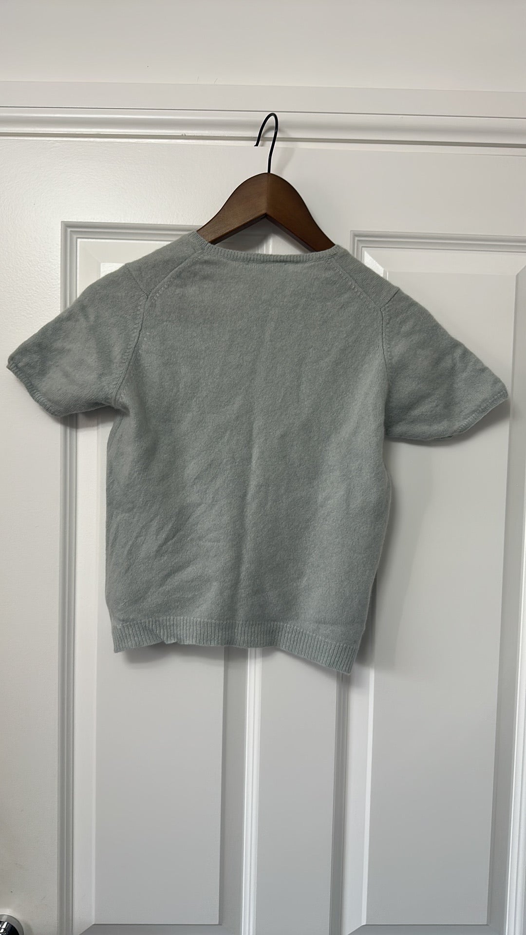 Johnstons of Elgin 100% Cashmere Short Sleeve Knit Top in Sage Green size XS / S