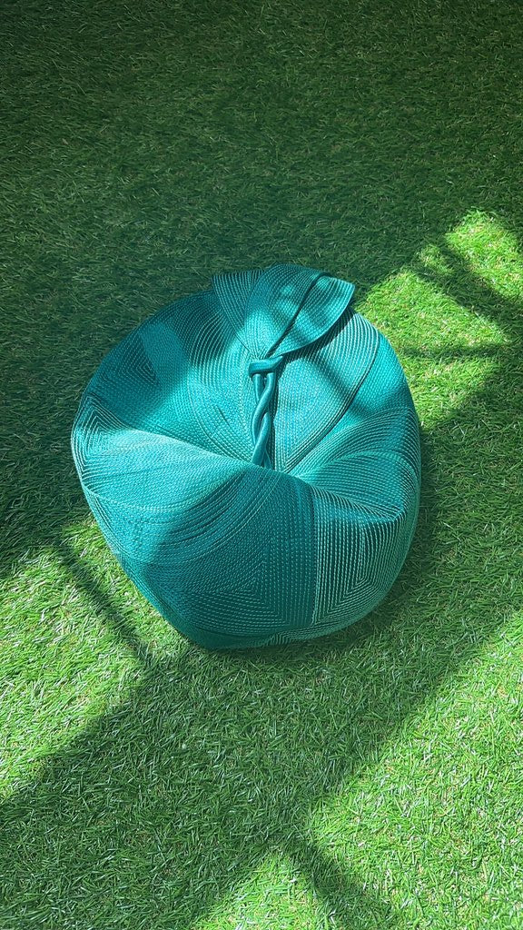 Vintage Mitzi Lorenz Teal Pleated Hat