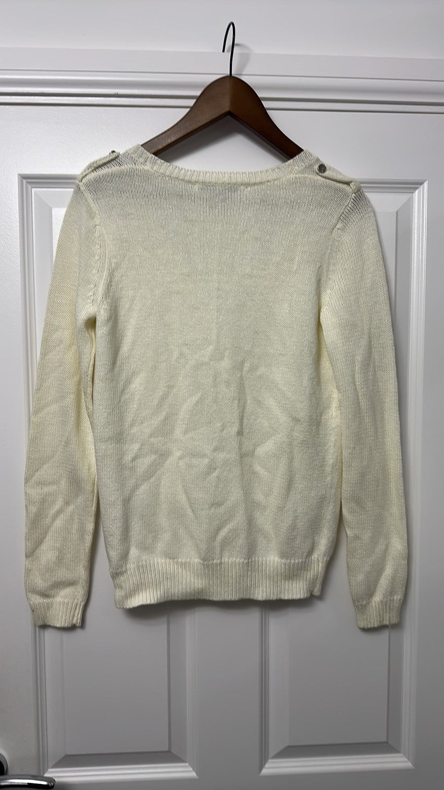 Gerard Darel Cream V-Neck Knitted Cardigan with Pocket Detail