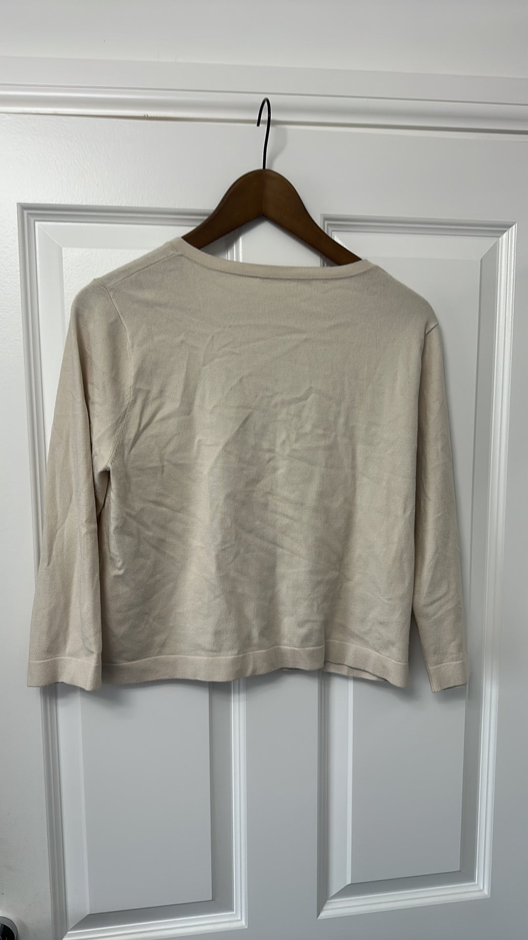 Luisa Cerano Cream Knit Cardigan with Front Pockets size 12
