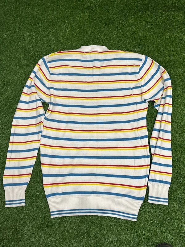 vintage Diesel multi-striped V-neck sweater size small
