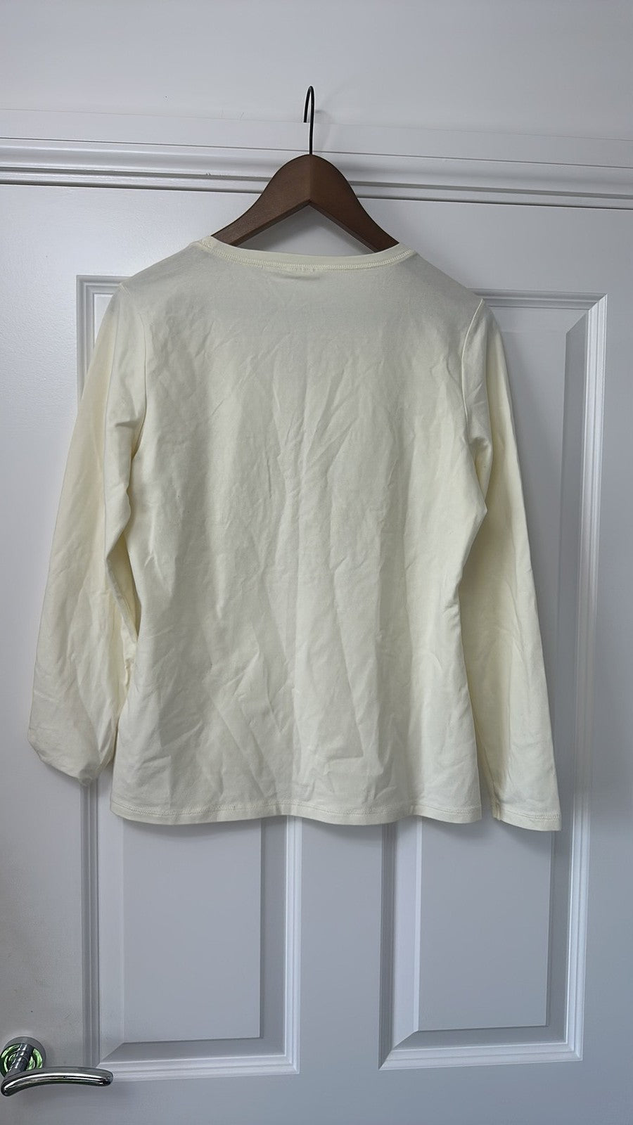 Luisa Cerano Ivory Embellished Long Sleeve Top with Faux Pearls size 14