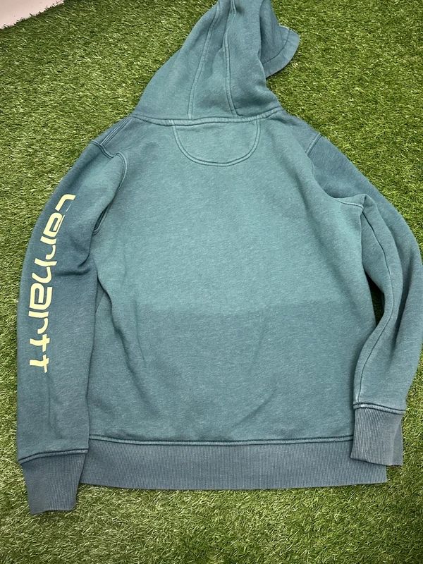Carhartt WIP Hooded Vista Sweatshirt features a faded teal "Deep Lagoon" colour - medium