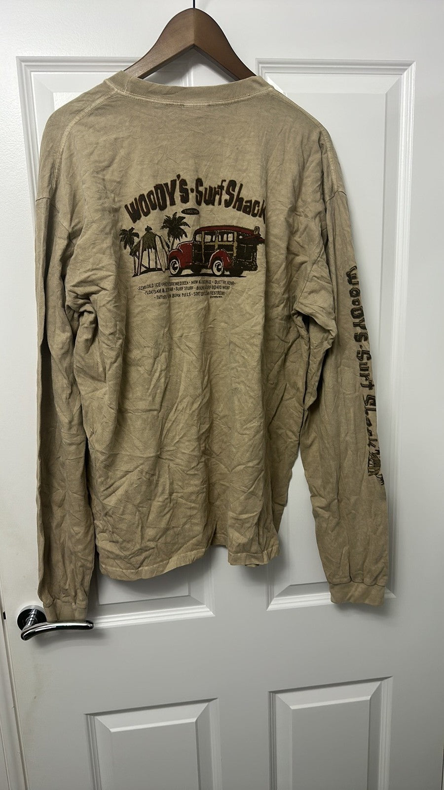 Crazy Shirts Hawaii Long Sleeve Woody's Surf Shack Tee size Medium