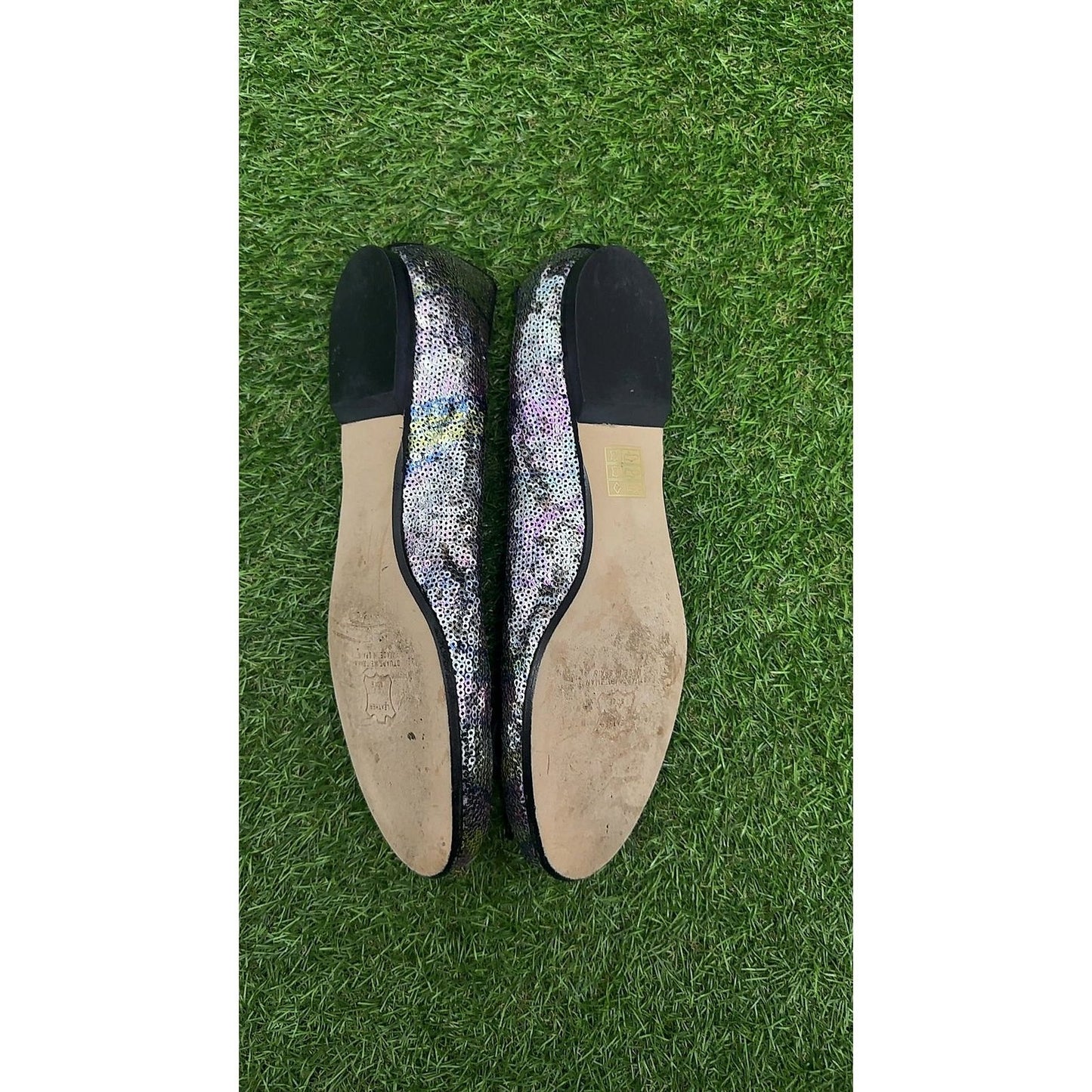 Stuart Weitzman Iridescent Sequin Ballet Flats with Bow size 6 (39)