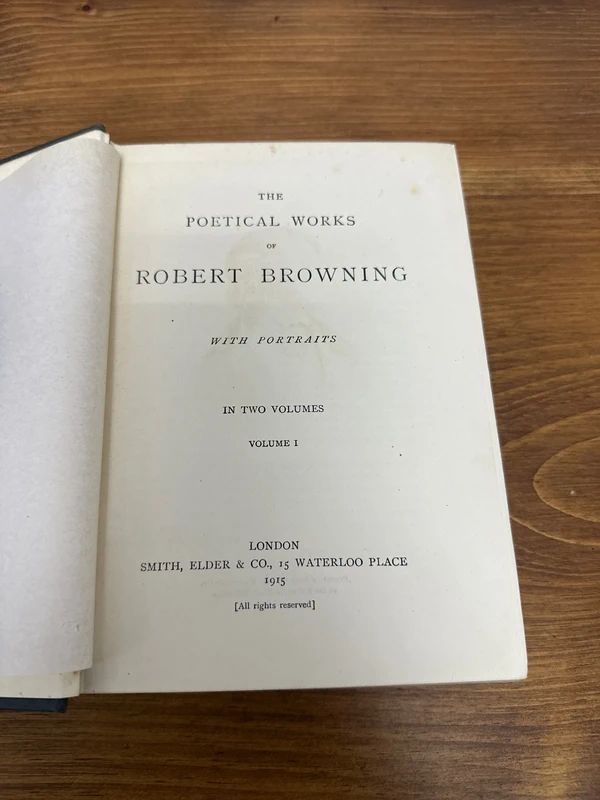 Volume I of The Poetical Works of Robert Browning, published by Smith, Elder, & Co