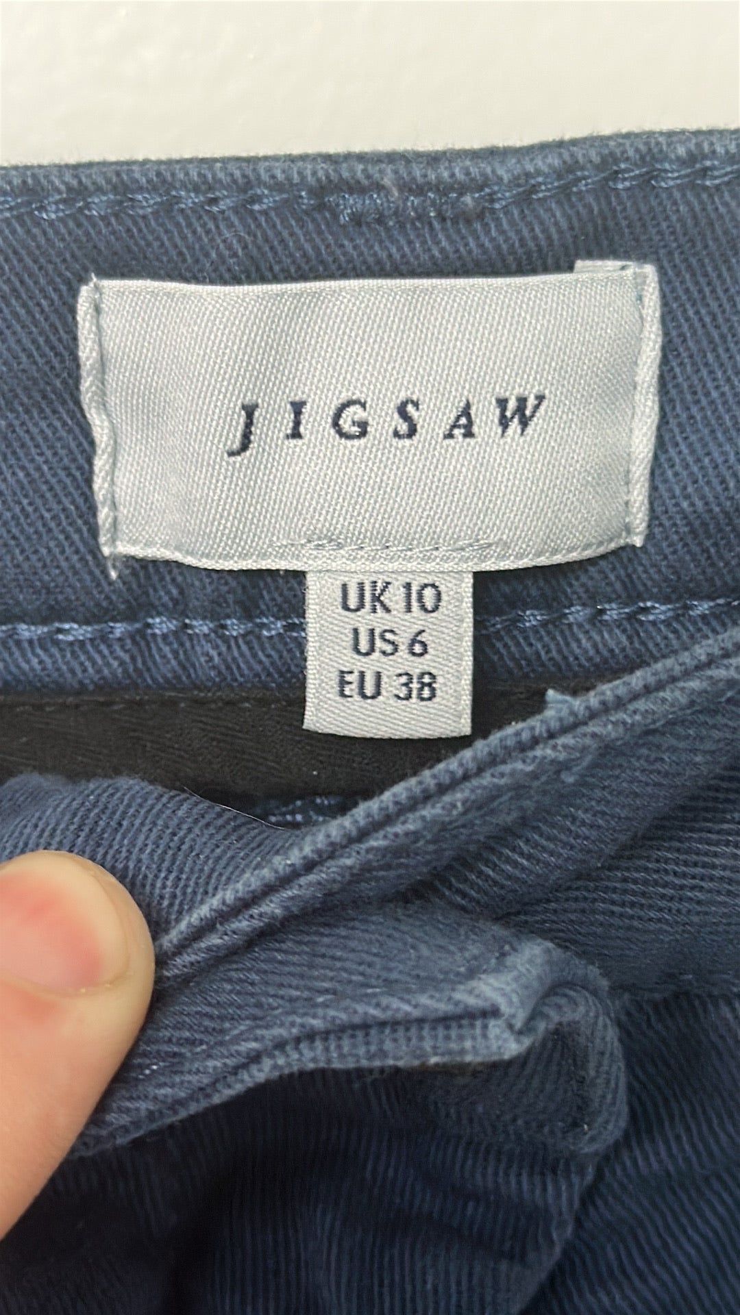 Jigsaw Women's Navy Blue Cotton Chino Trousers - UK 10
