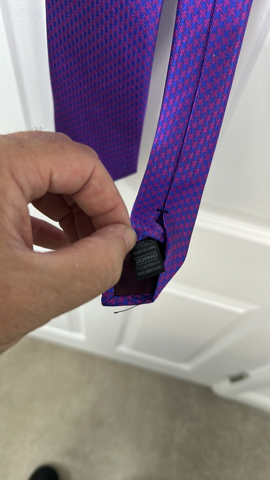 Marks & Spencer Purple and Pink Geometric Silk-Blend Tie