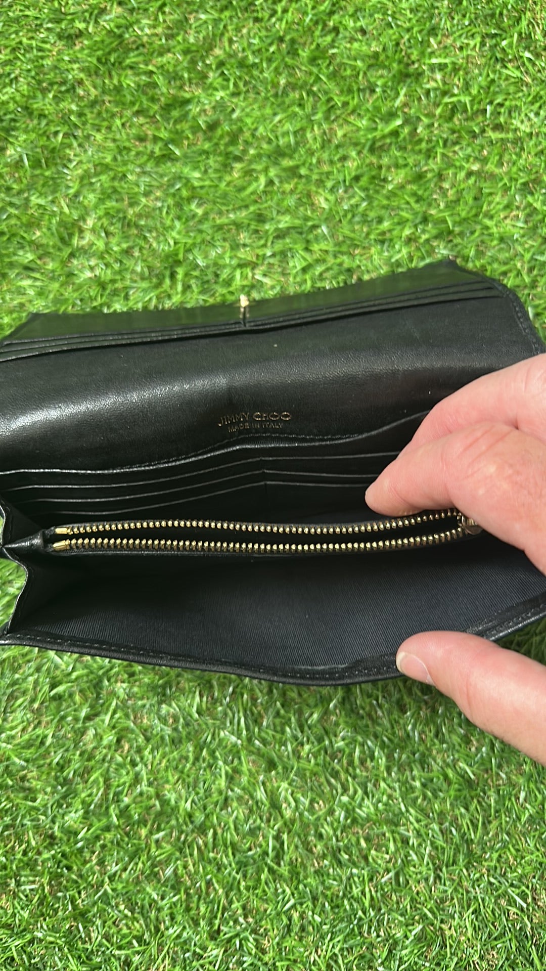 Authentic Jimmy Choo Black Leather Flap Wallet