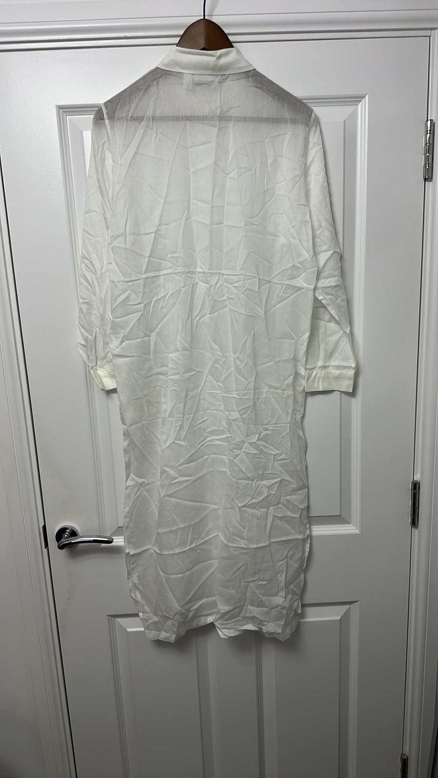 Manuel Canovas White Semi-Sheer Cotton Linen Shirt Dress Size 12
