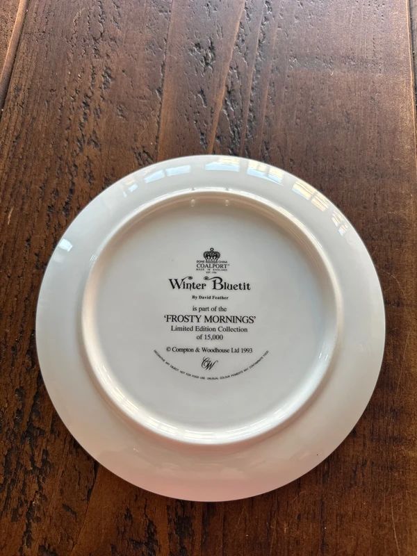 Coalport "Winter Bluetit" collector plate "Frosty Mornings" limited edition collection