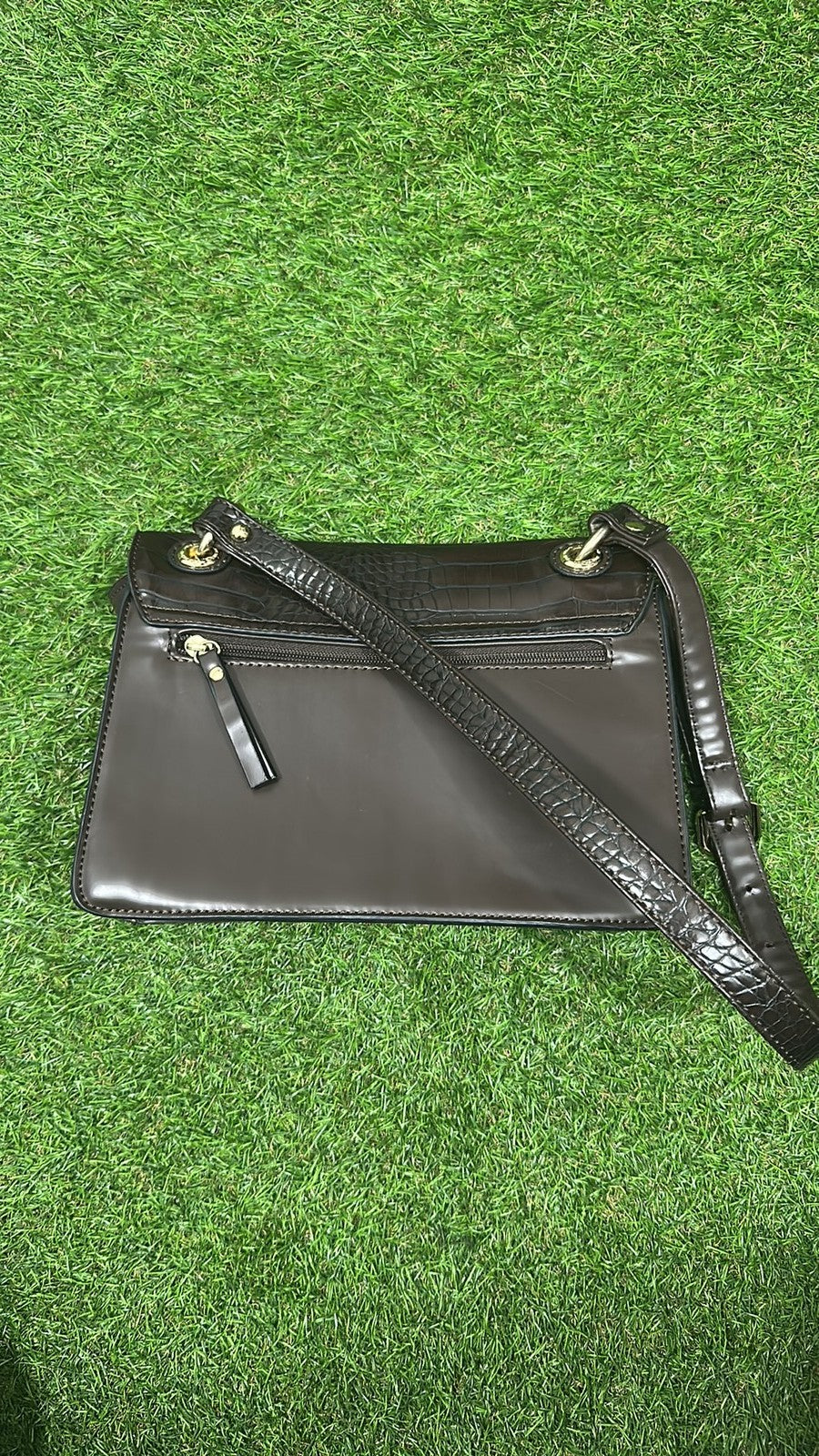 Jane Shilton Brown Croc-Effect Faux Leather Crossbody Bag