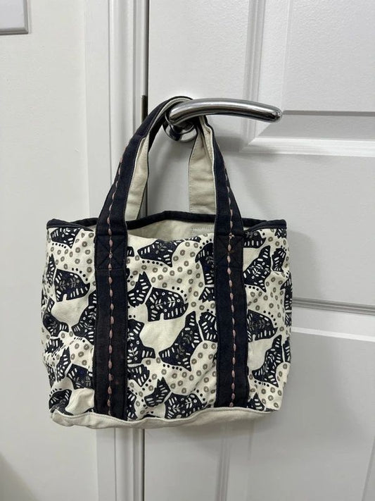 Radley London white and navy canvas mini tote bag featuring a Scottie dog pattern