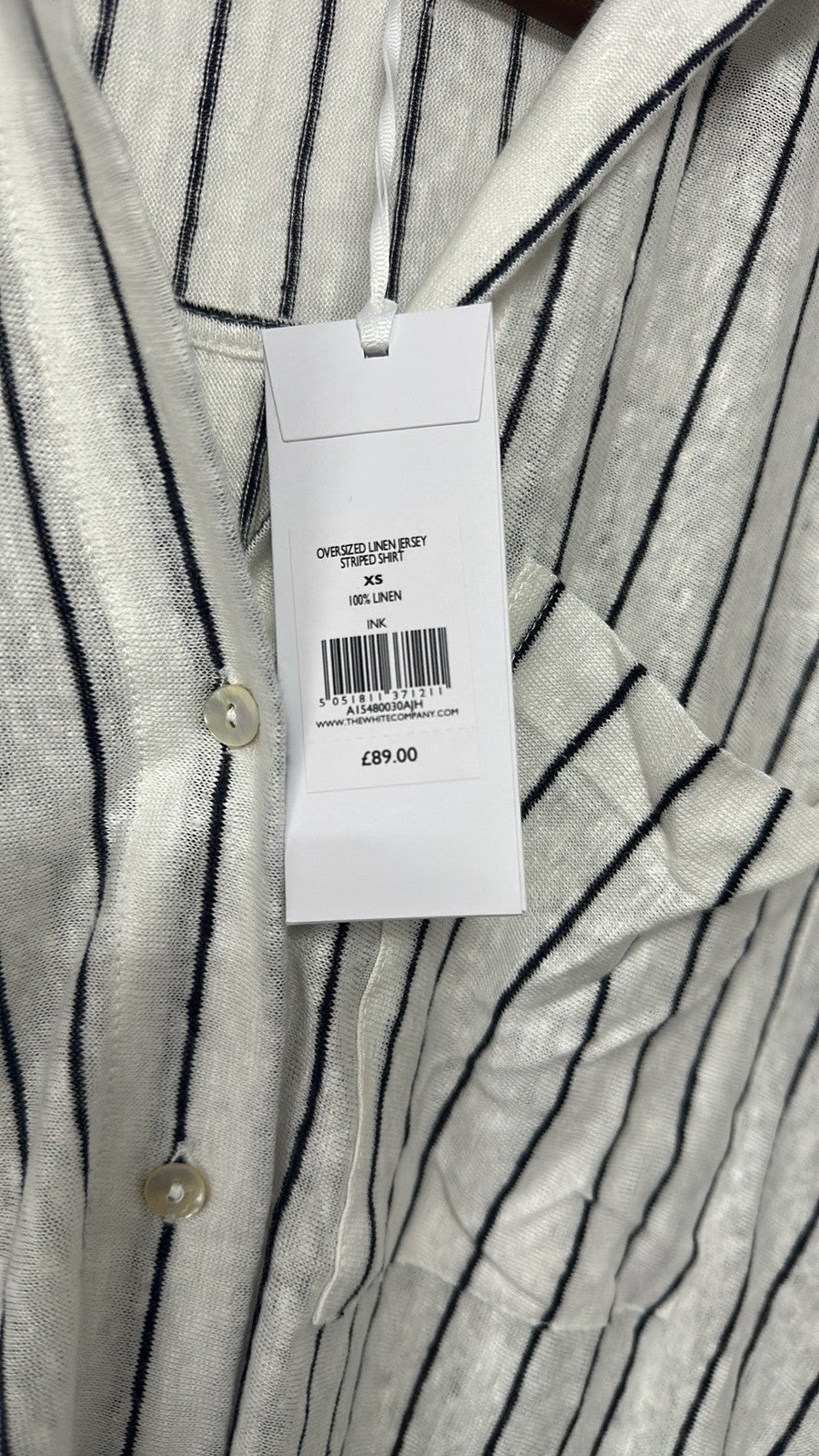 The White Company White Label Linen Striped Shirt size XS BNWT RRP £89