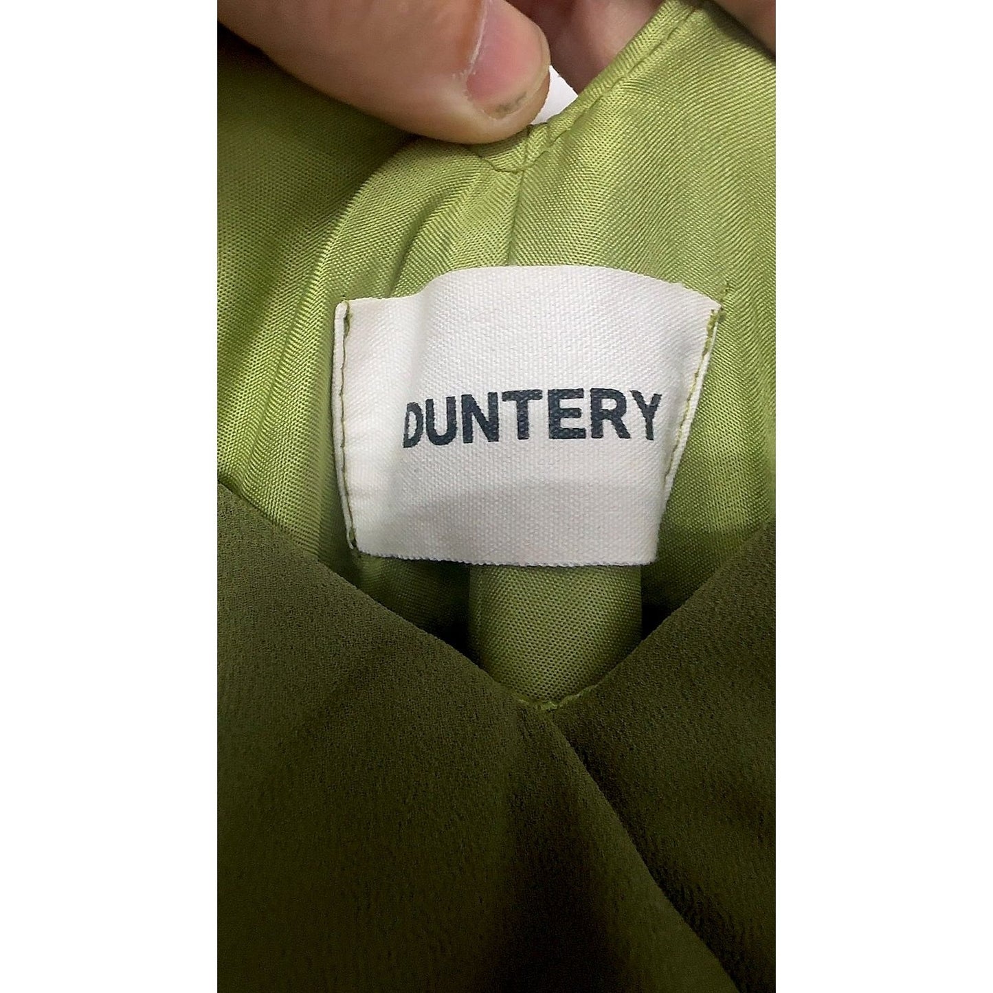 Duntery Olive Green Ruffle V-Neck Chiffon Bridesmaid Maxi Dress 160cm length 12