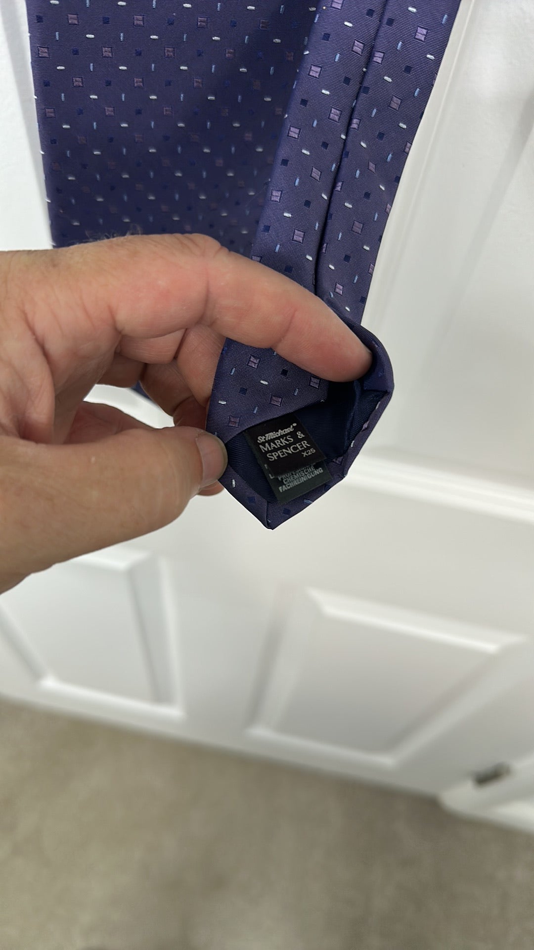 Vintage St Michael Marks & Spencer Tie - Purple Geometric Print