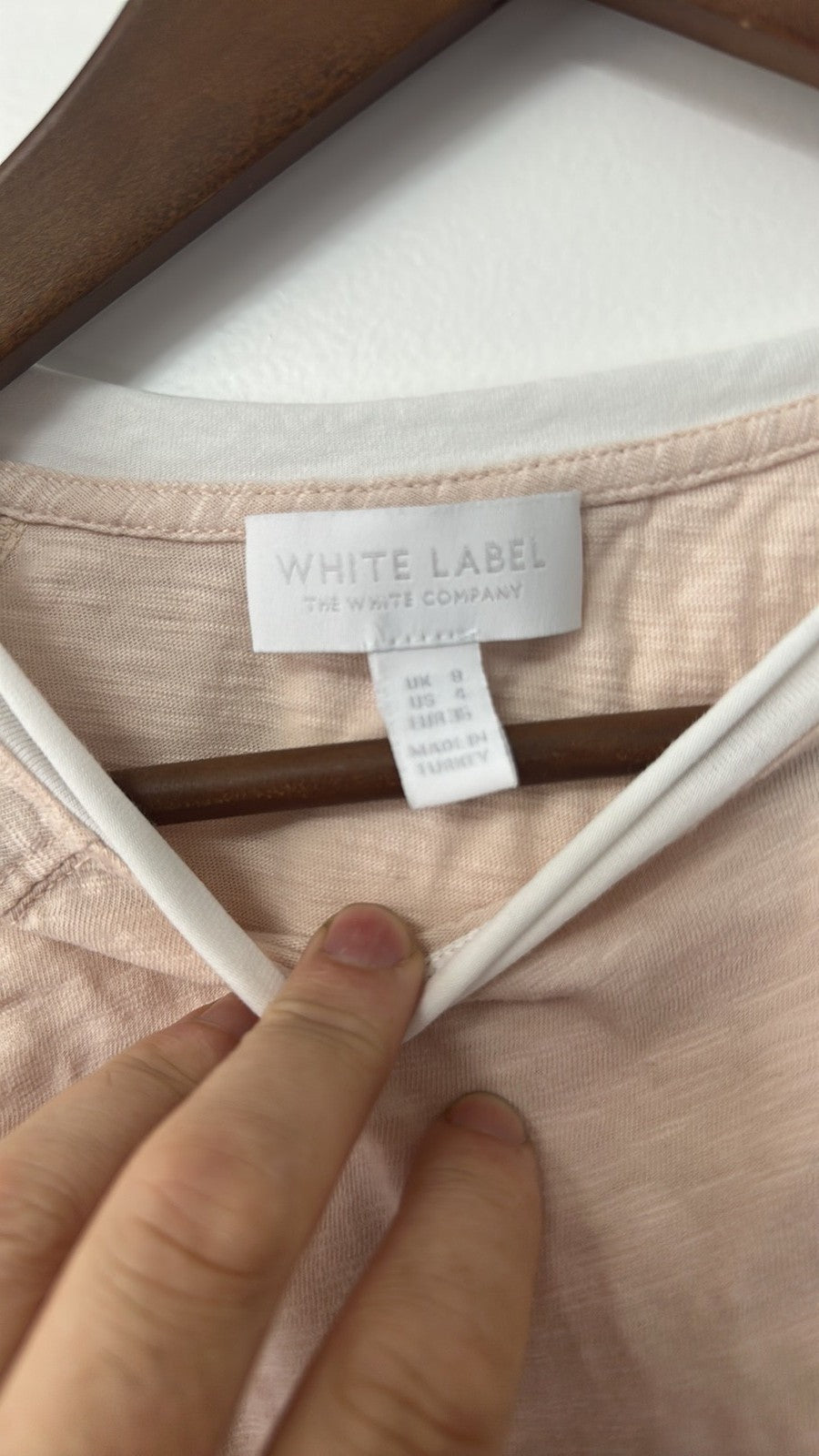 The White Company White Label Blush Pink Layered Slub Cotton Top size 8