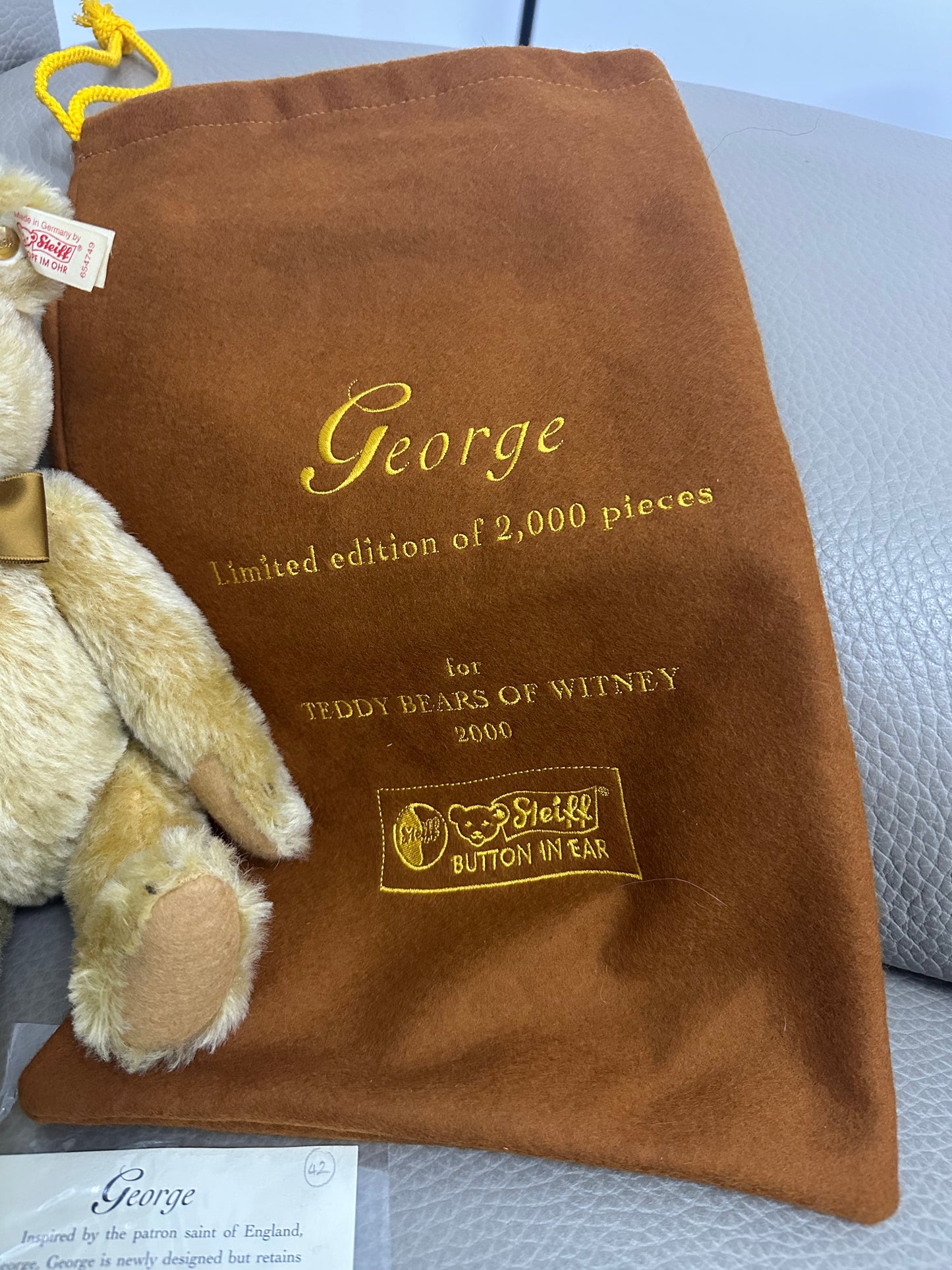 Steiff "George" teddy bear,2000 limited edition for Teddy Bears of Witney