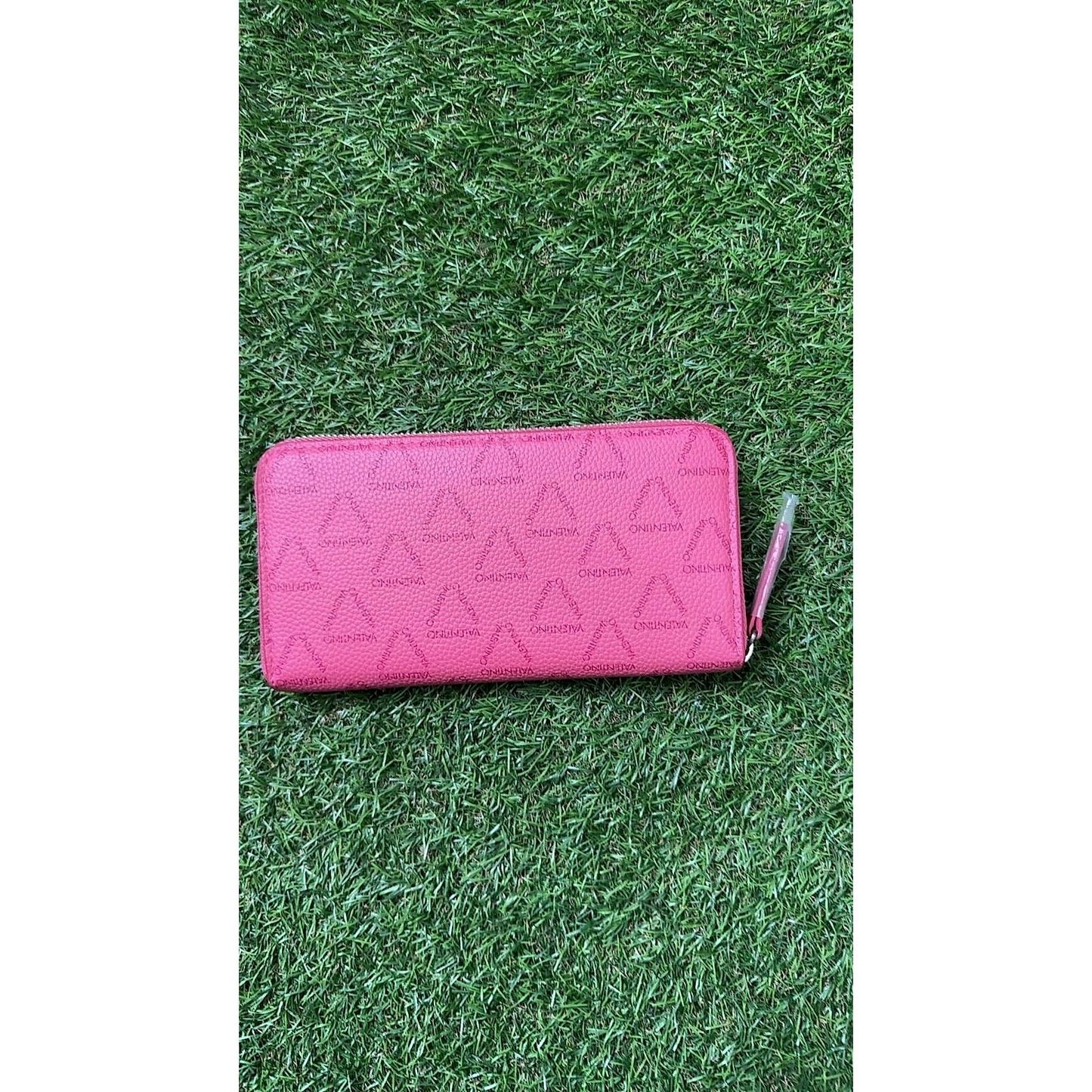 Mario Valentino Liuto Signature Zip-Around Wallet Jelly Rosa Pink Excellent