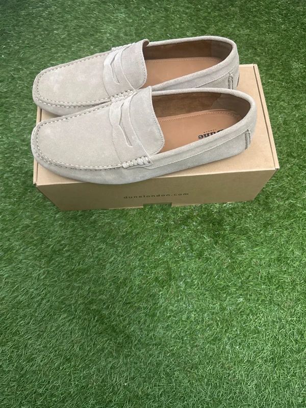 Dune Bradlay beige suede penny loafers size 8 / 42 - Brand New with Box