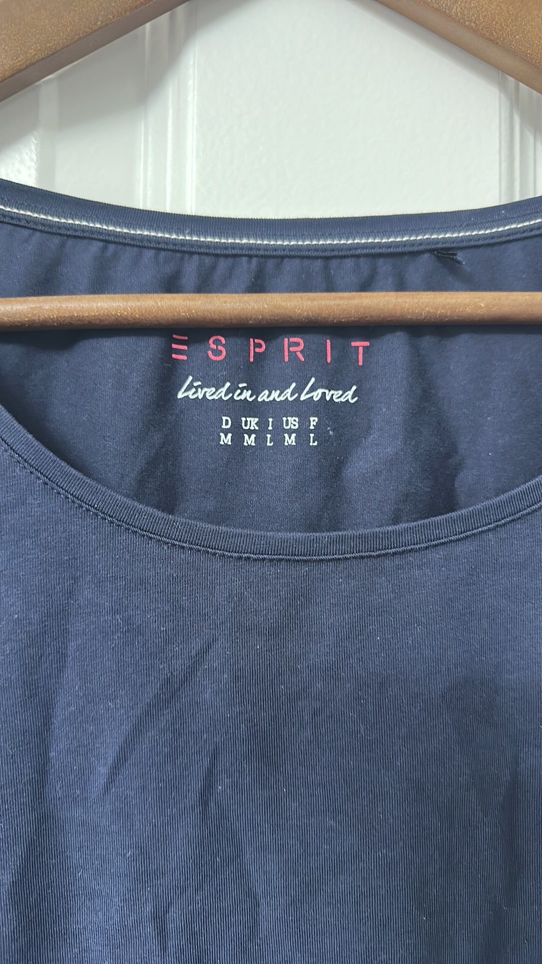 Esprit Navy Blue Long Sleeve Scoop Neck Top size Medium