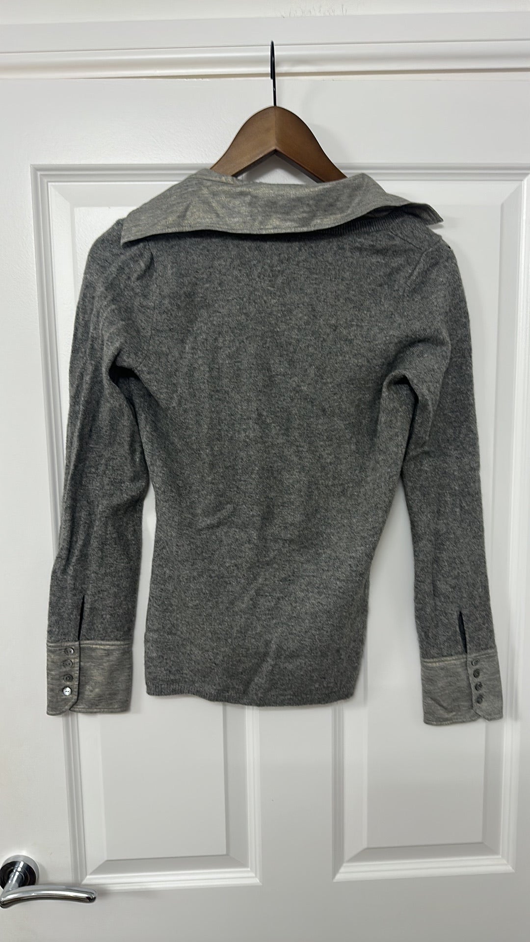 Luisa Cerano Grey Wool Blend Layered Look Jumper with Collared Inset size 10