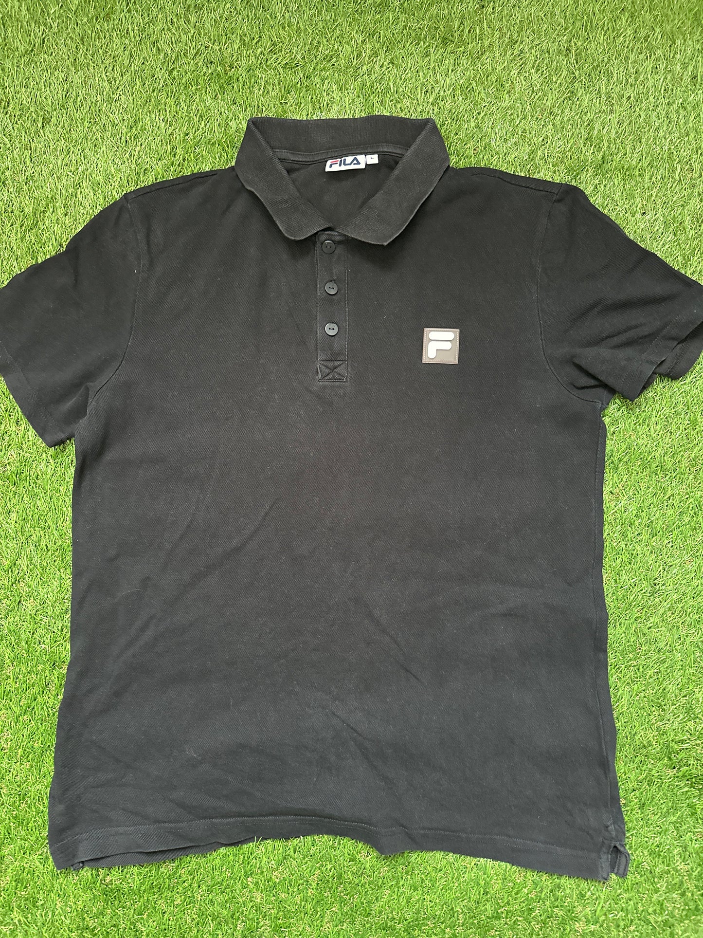 FILA Men's Classic Black Polo Shirt -large