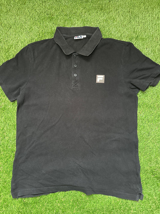 FILA Men's Classic Black Polo Shirt -large