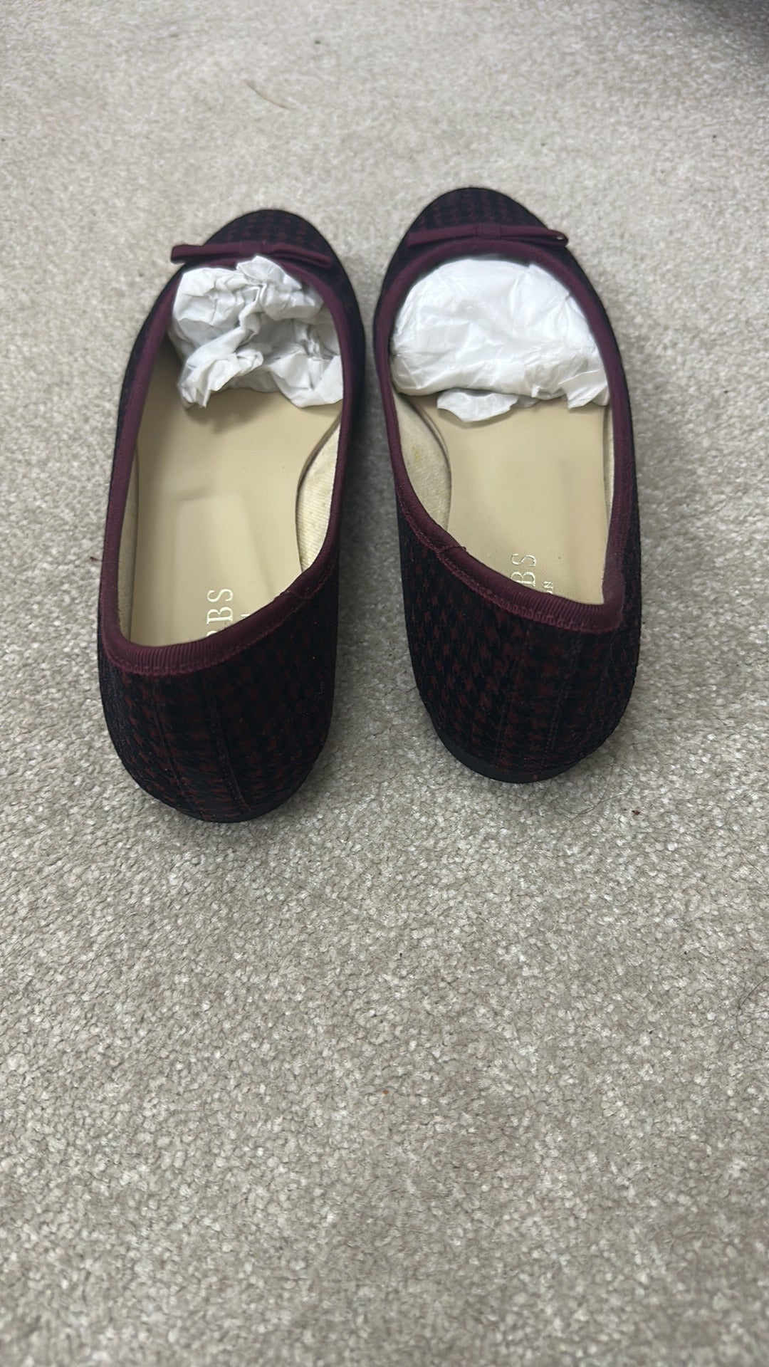 Hobbs London Burgundy Houndstooth Ballet Flats size 6