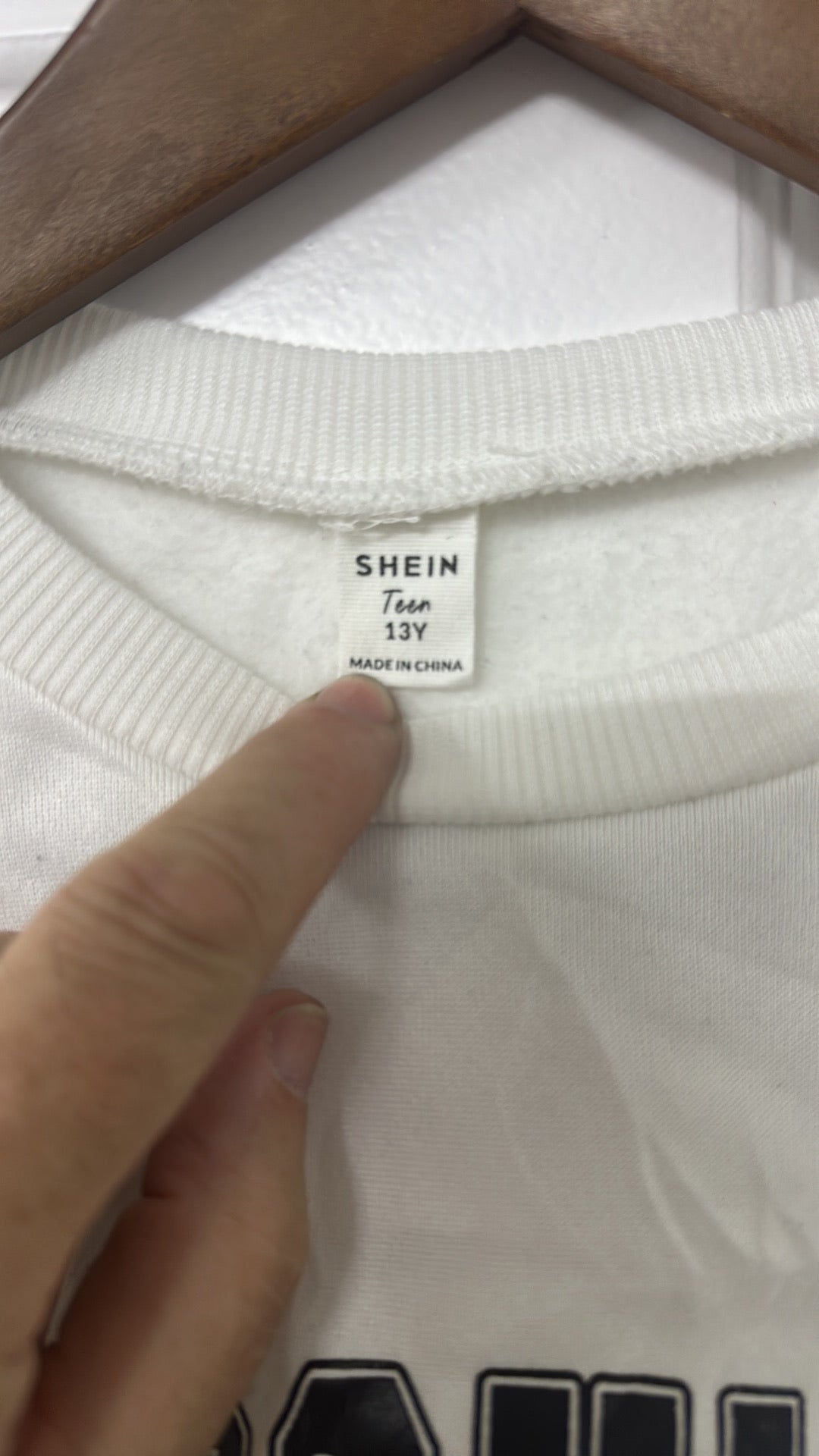 SHEIN Teen Brooklyn New York 1898 White Sweatshirt 13Y