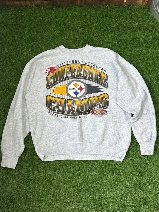 vintage Large 1995 Pittsburgh Steelers AFC Conference Champions crewneck sweatshirt