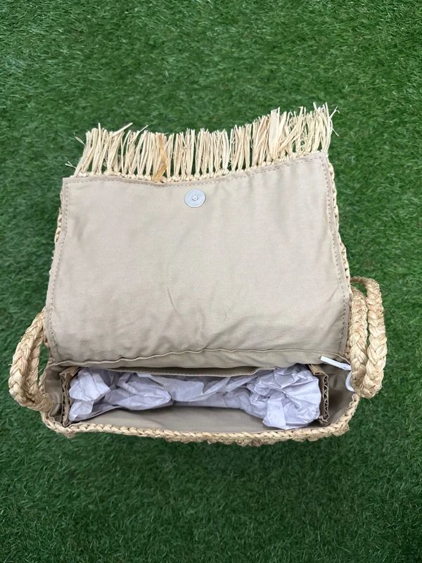 The White Company Fringed Raffia Shoulder Bag Neutral - New with Tags