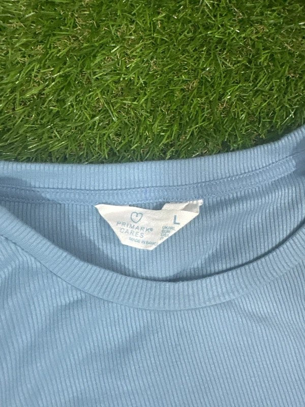 Primark Cares light blue ribbed long sleeve bodysuit L