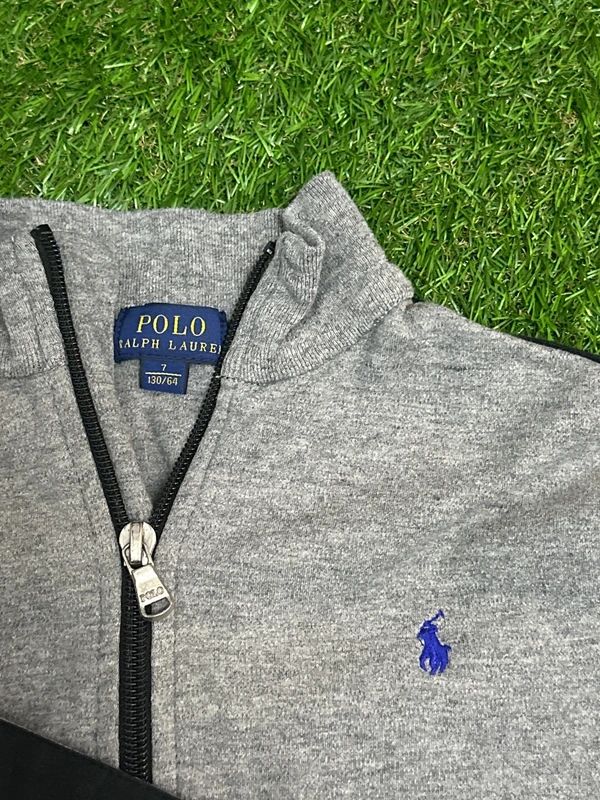 Ralph Lauren children’s grey full zip jumper long sleeve  size 7 130/64