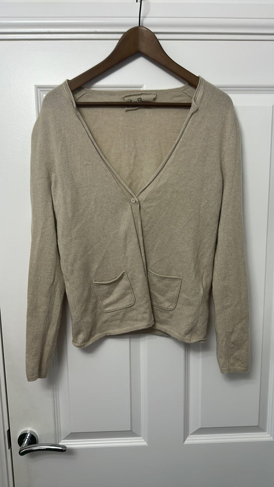 Luisa Cerano Beige Cashmere Blend V-Neck Cardigan size 12 Brand New