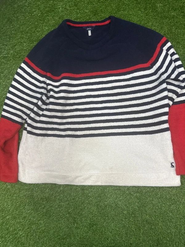 Joules navy striped crew neck jumper EU 44 UK 16