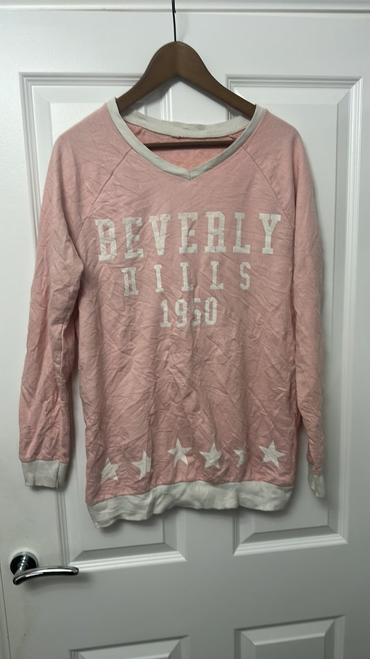 Beverly Hills 1950 Pink Graphic Sweatshirt size Large