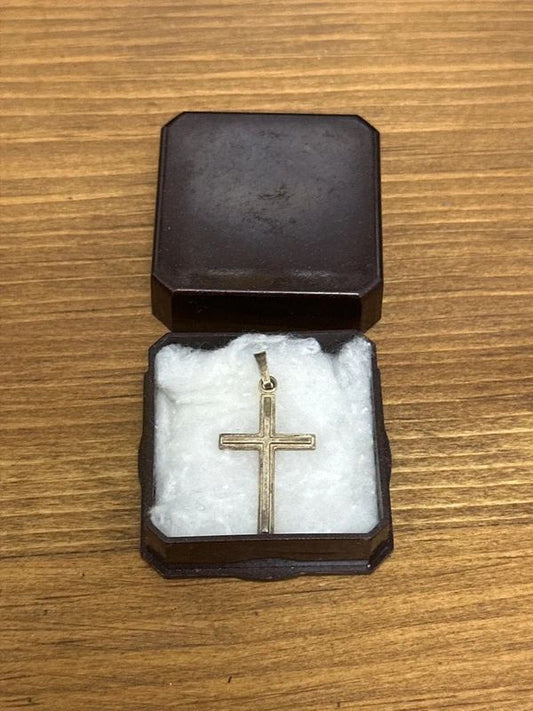 Vintage .925 Sterling Silver religious cross 33mm charm pendant 1.61g