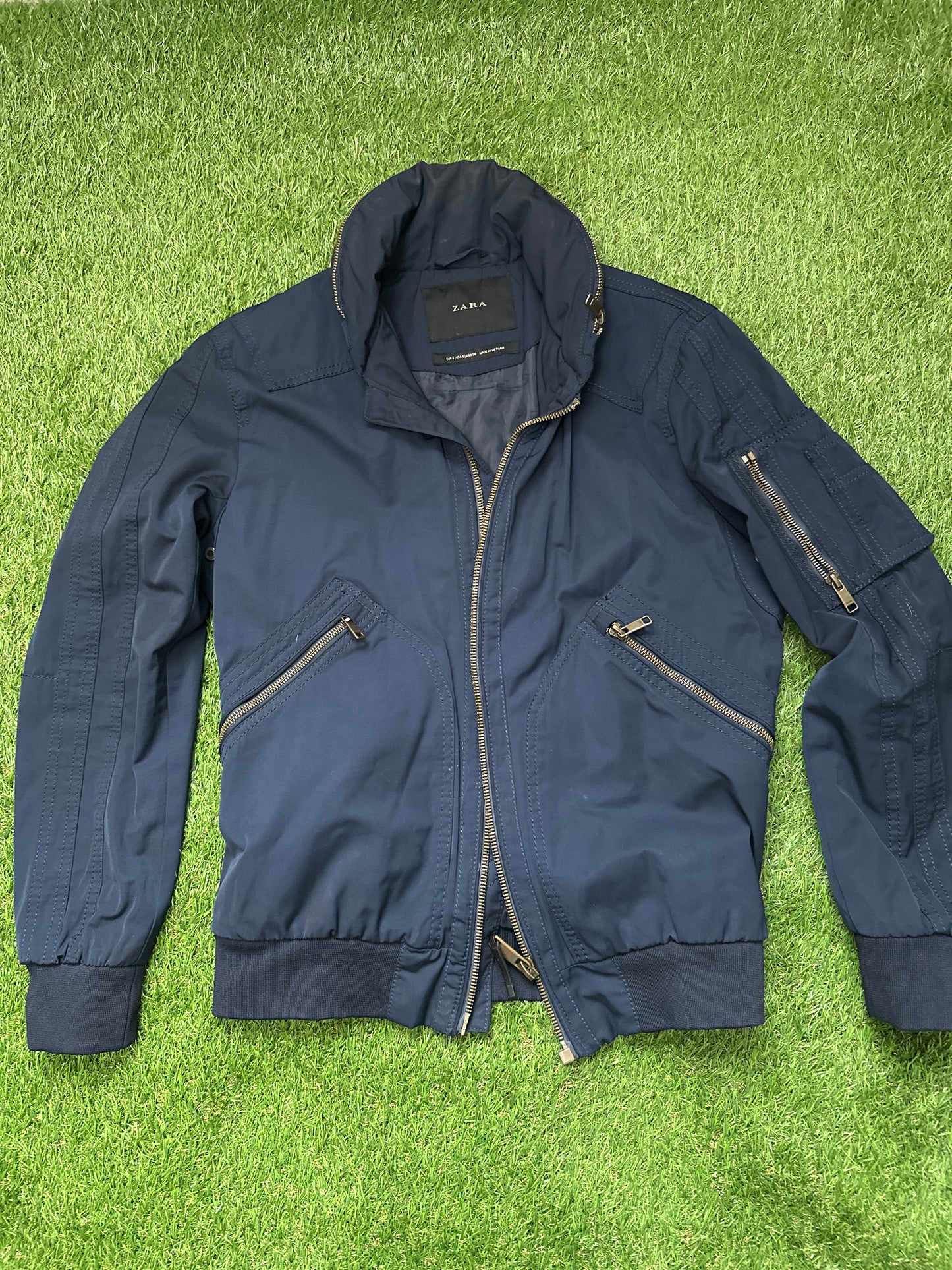 Zara Man bomber jacket in deep navy blue USA size 5