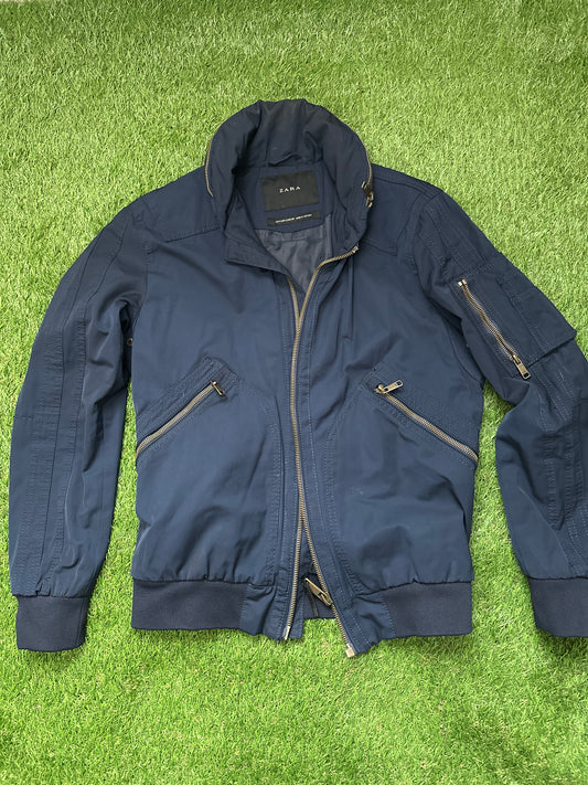 Zara Man bomber jacket in deep navy blue USA size 5