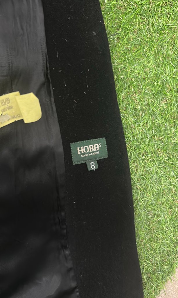 Hobbs Black Wool Blend Long Coat Size 8