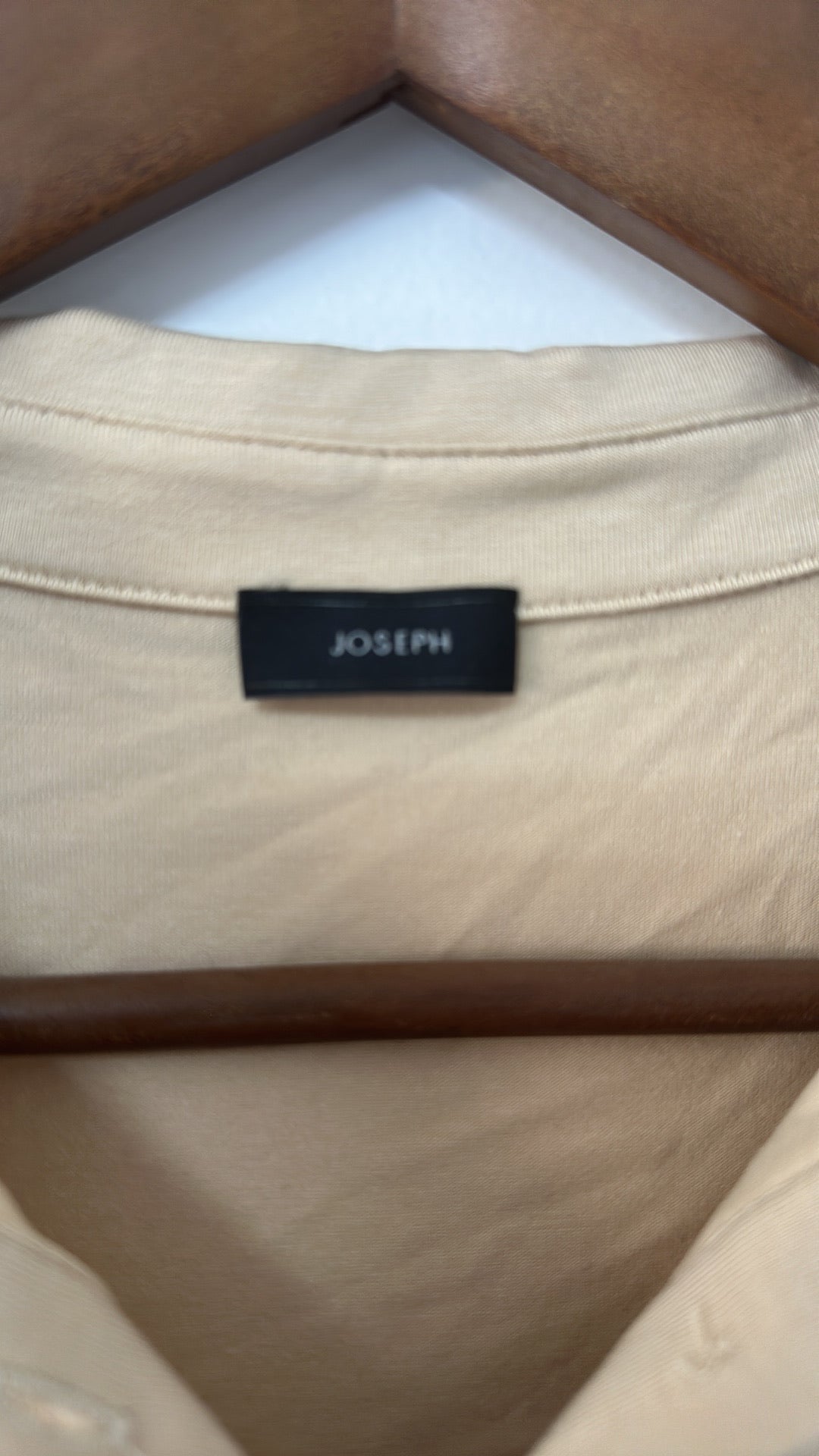 JOSEPH Beige Silk Jersey Long Sleeve Polo Top size Medium