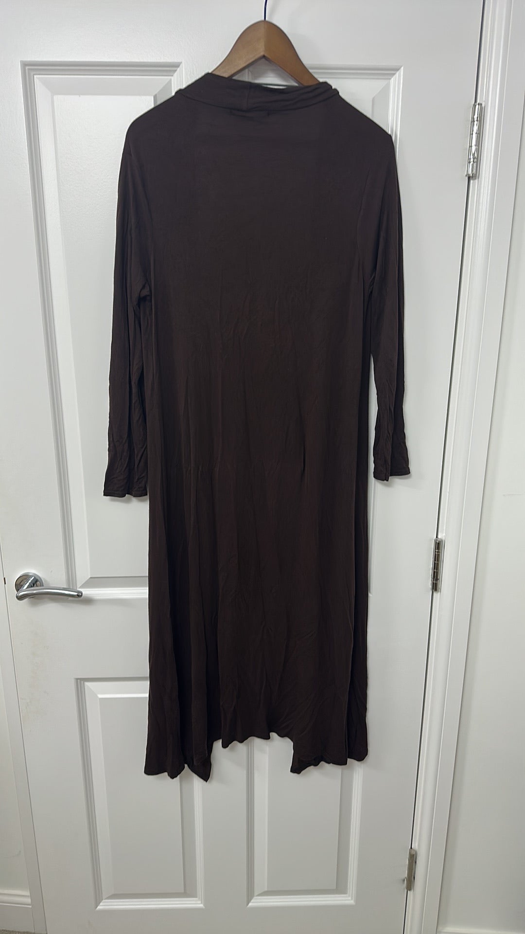 Brezza Longline Open Front Cardigan in Chocolate Brown - one size - approx 12