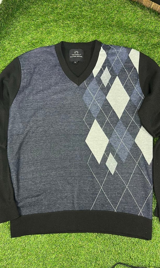 Tom Hagan Argyle V-Neck Sweater - XL