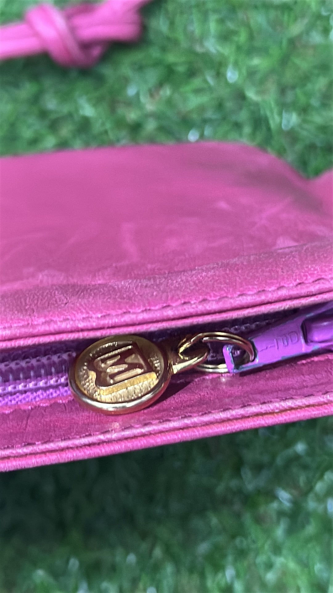 Vintage Bruno Magli Pink Leather Crossbody Bag Made in Italy including mirror